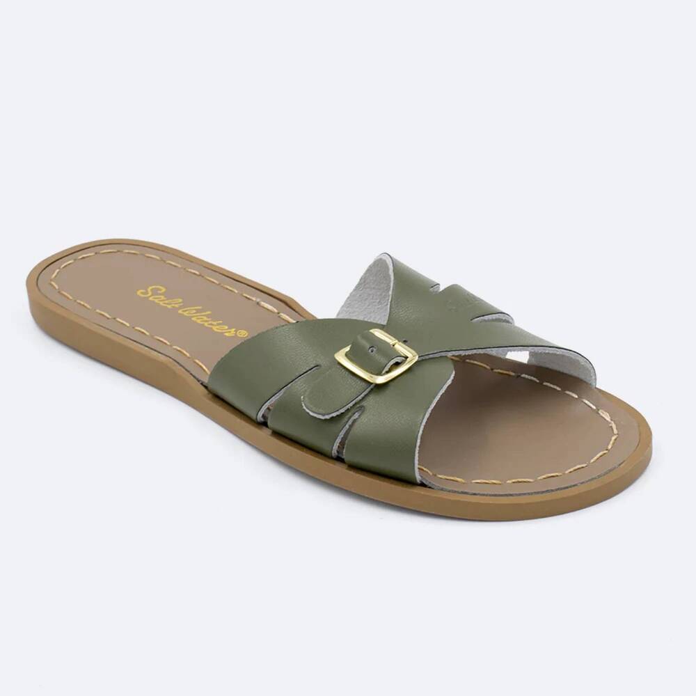 NEW SALT WATER SANDALS women's classic slide sandals in olive